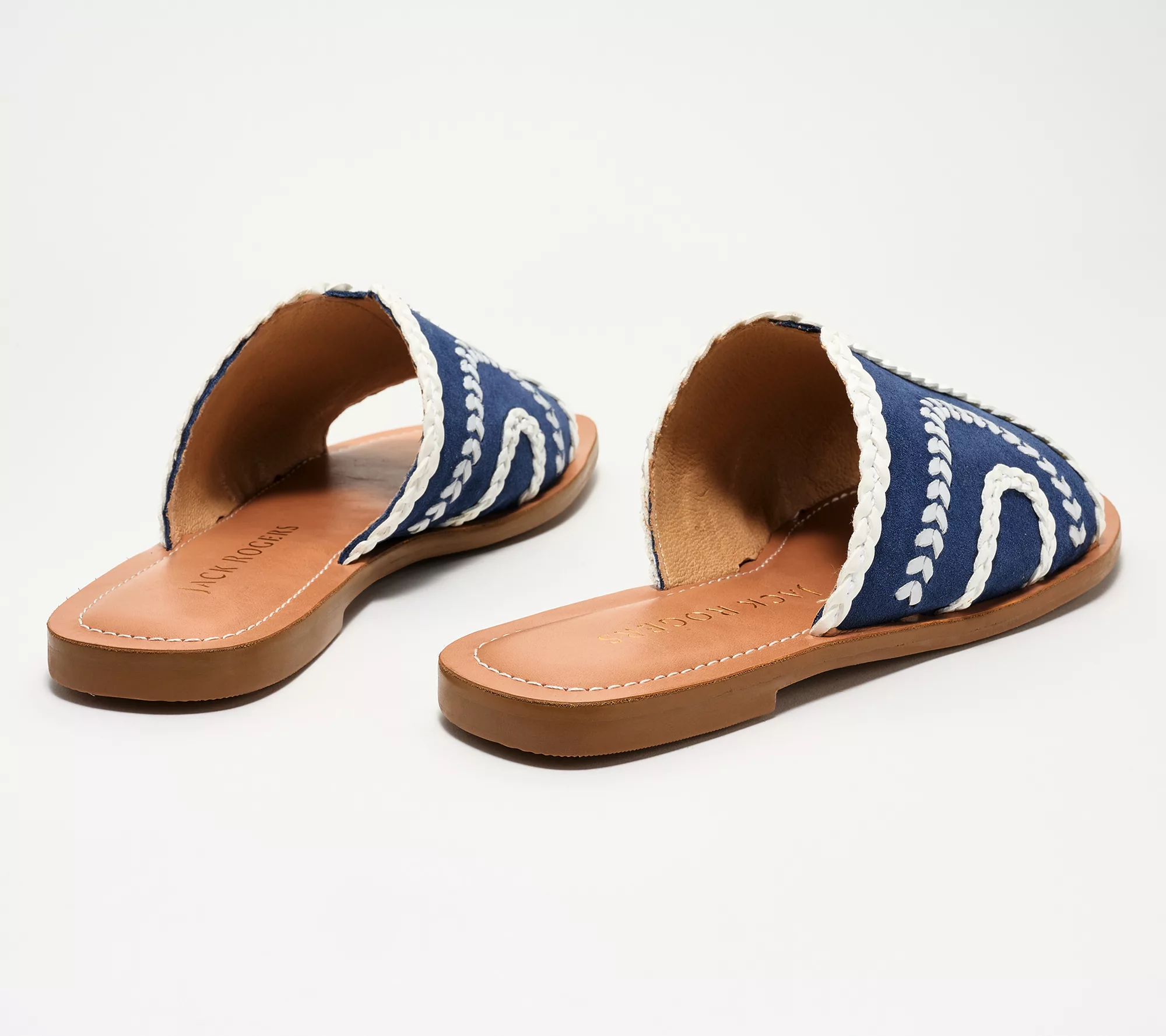 "As Is" Jack Rogers Leather Braided Flat Sandals- Seagate