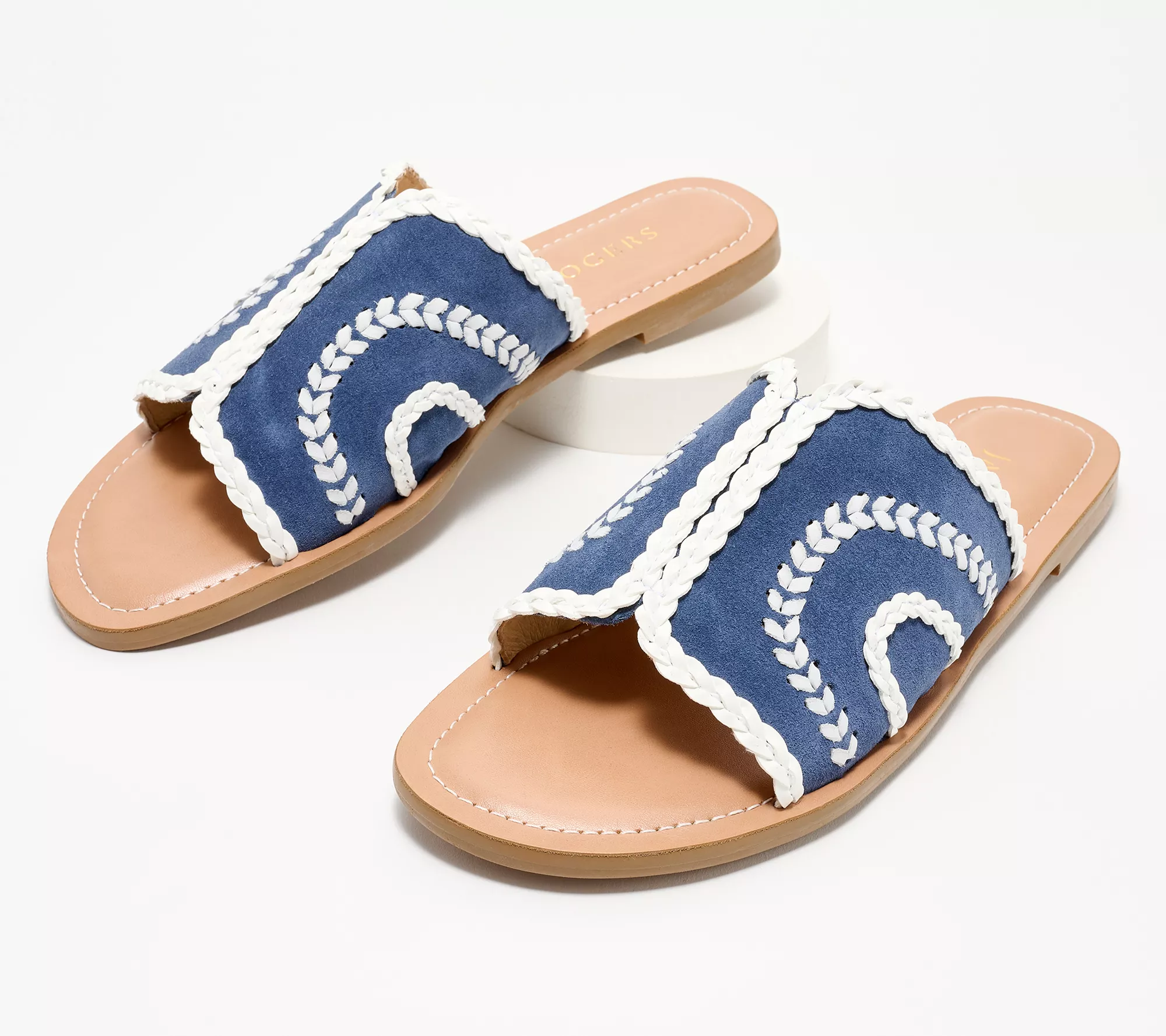 "As Is" Jack Rogers Leather Braided Flat Sandals- Seagate