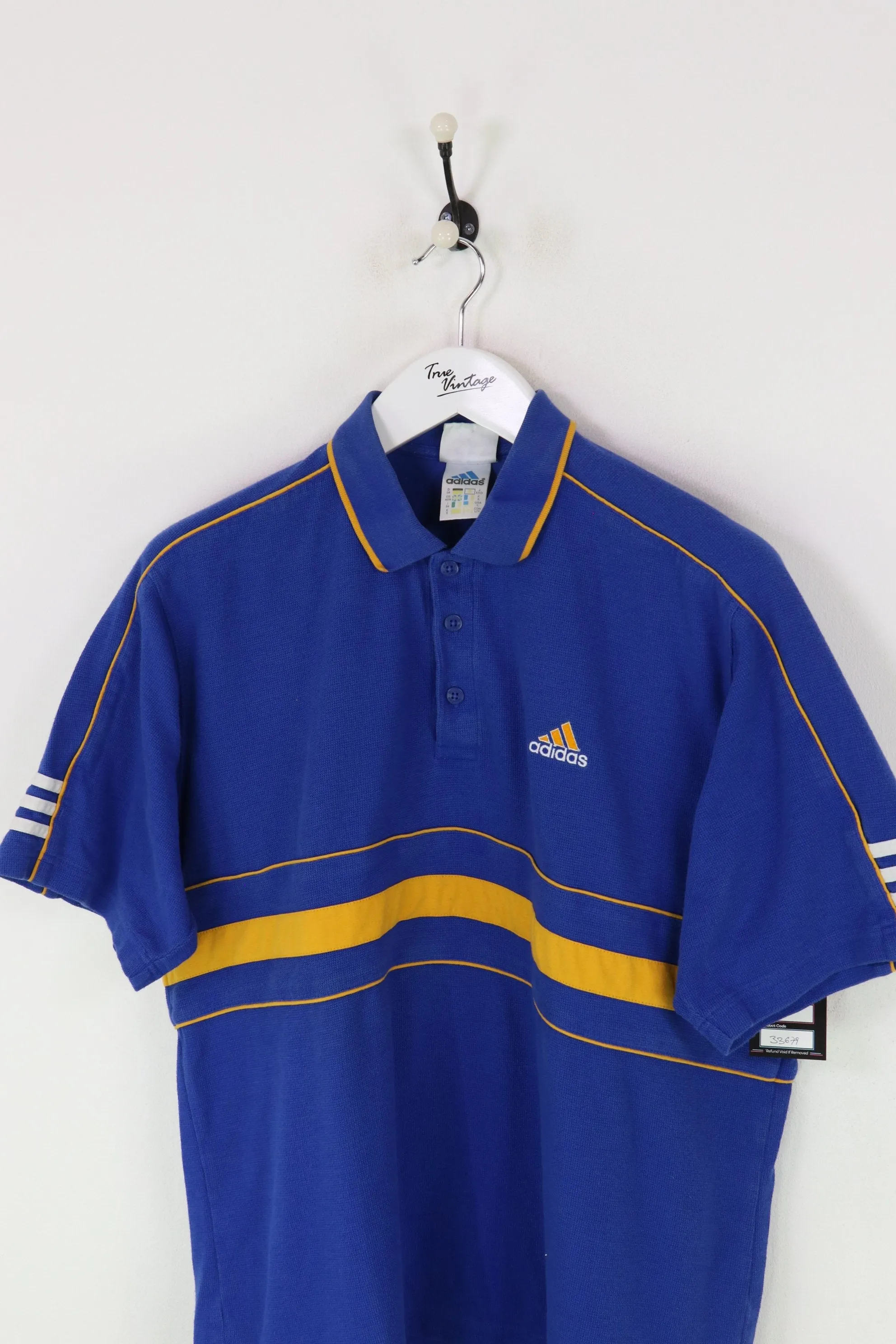 Adidas Polo Shirt Blue/Yellow Large