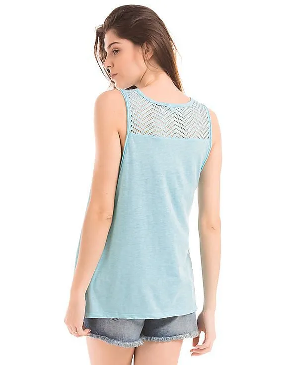 Aeropostale Lace Back Yoke Tank Top