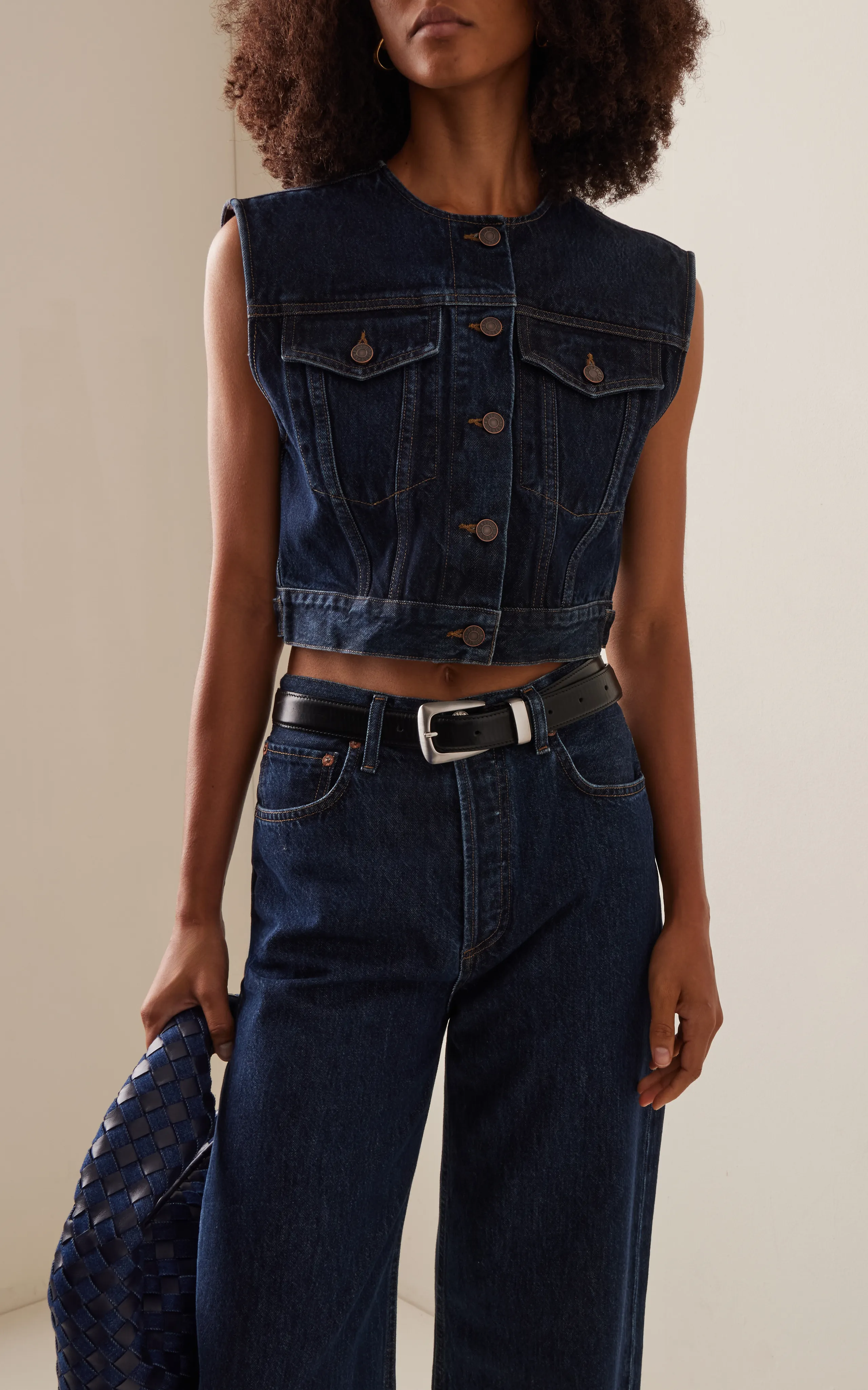 Agolde Leo Cropped Denim Vest