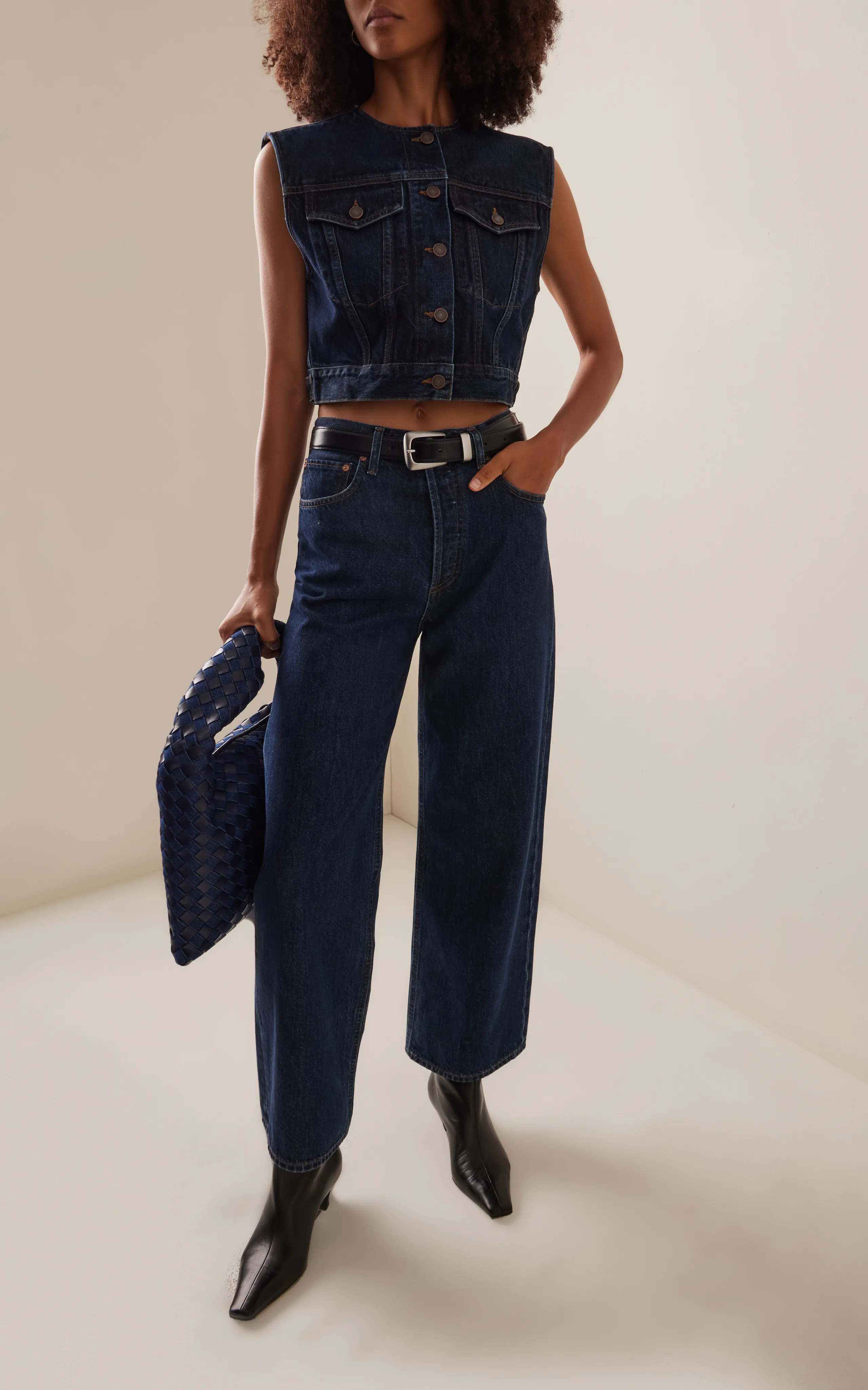 Agolde Leo Cropped Denim Vest