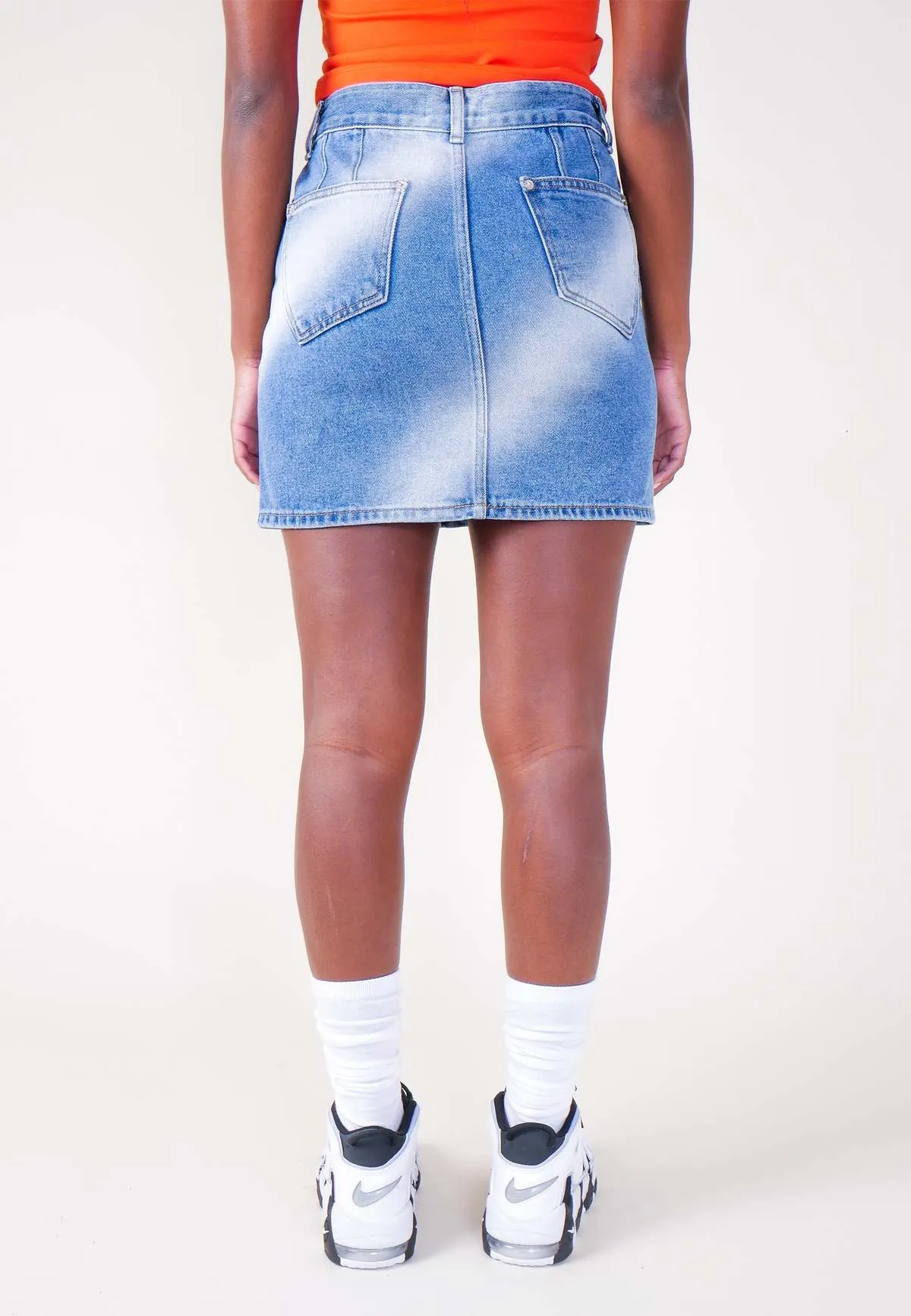 Air Brushed Denim Skirt - Blue