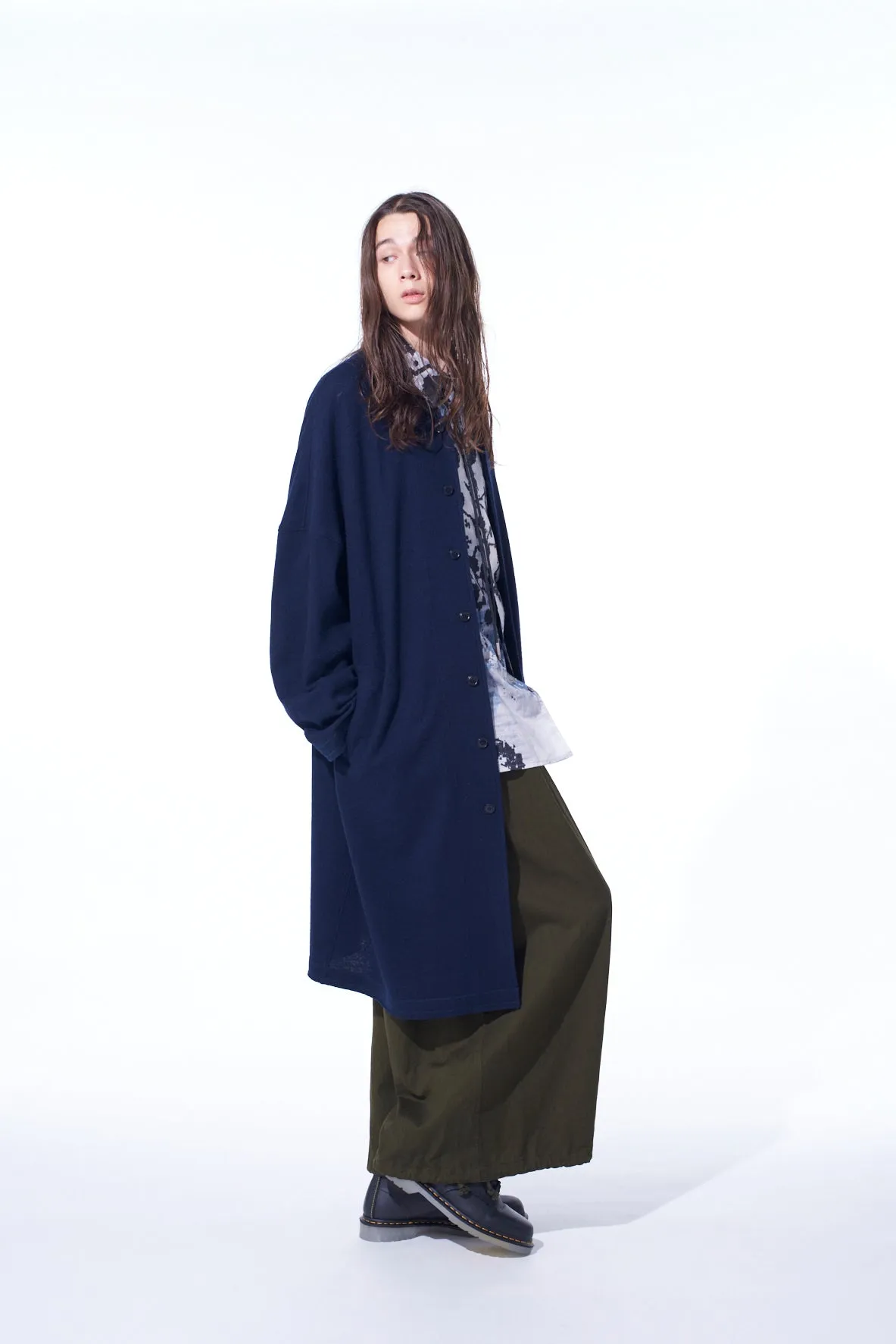 AIRY JERSEY COLLARLESS LONG CARDIGAN