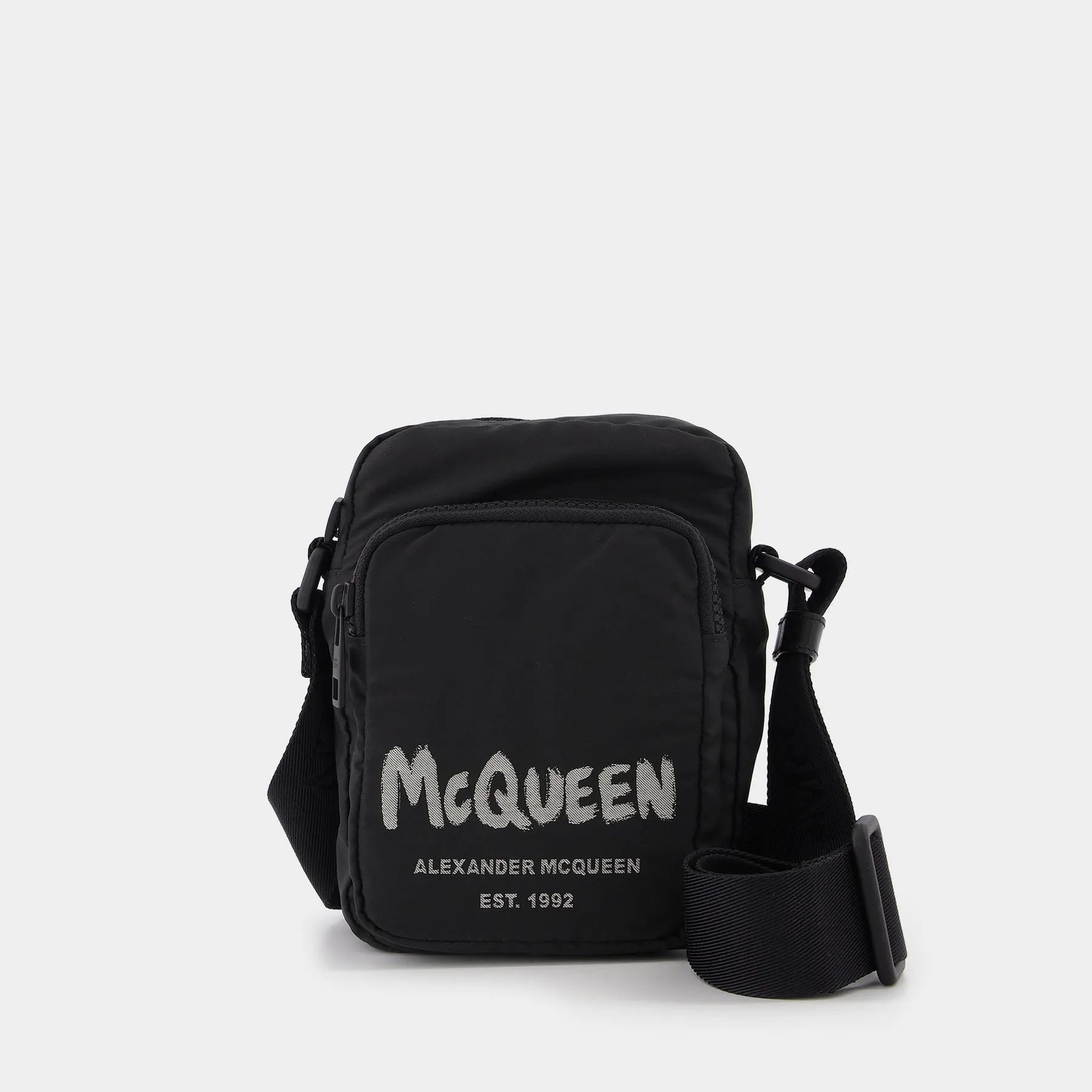 Alexander McQueen  Graffiti Mini Crossbody in Black and White Polyester