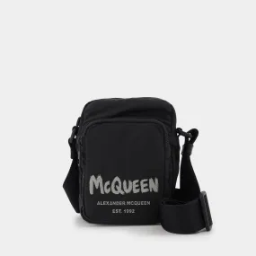 Alexander McQueen  Graffiti Mini Crossbody in Black and White Polyester