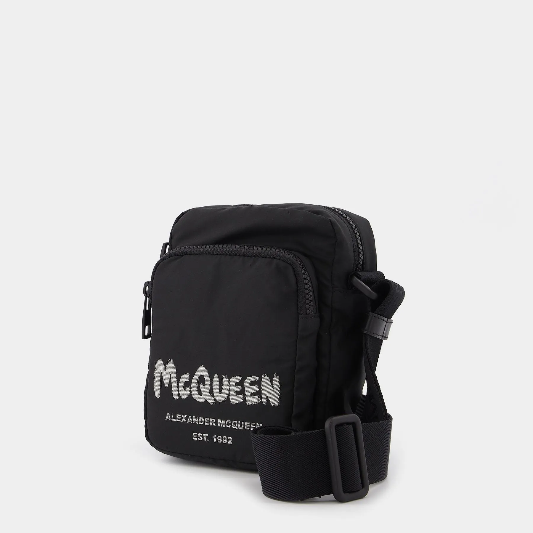 Alexander McQueen  Graffiti Mini Crossbody in Black and White Polyester