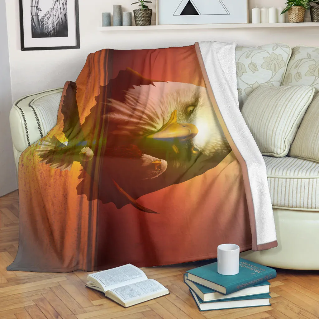 American Bald Eagle Three Sunset Premium Blanket