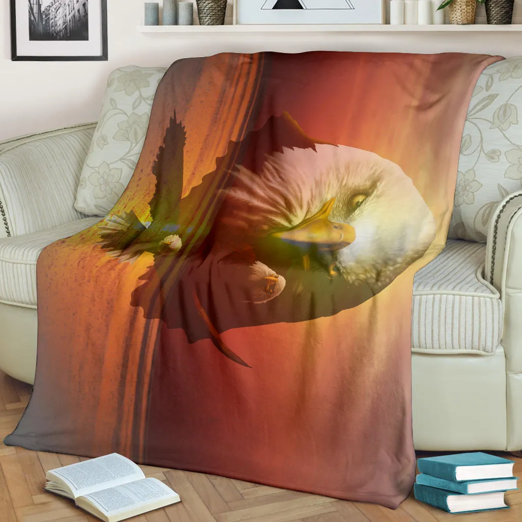 American Bald Eagle Three Sunset Premium Blanket