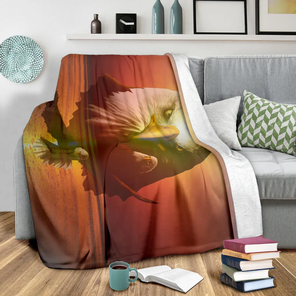 American Bald Eagle Three Sunset Premium Blanket