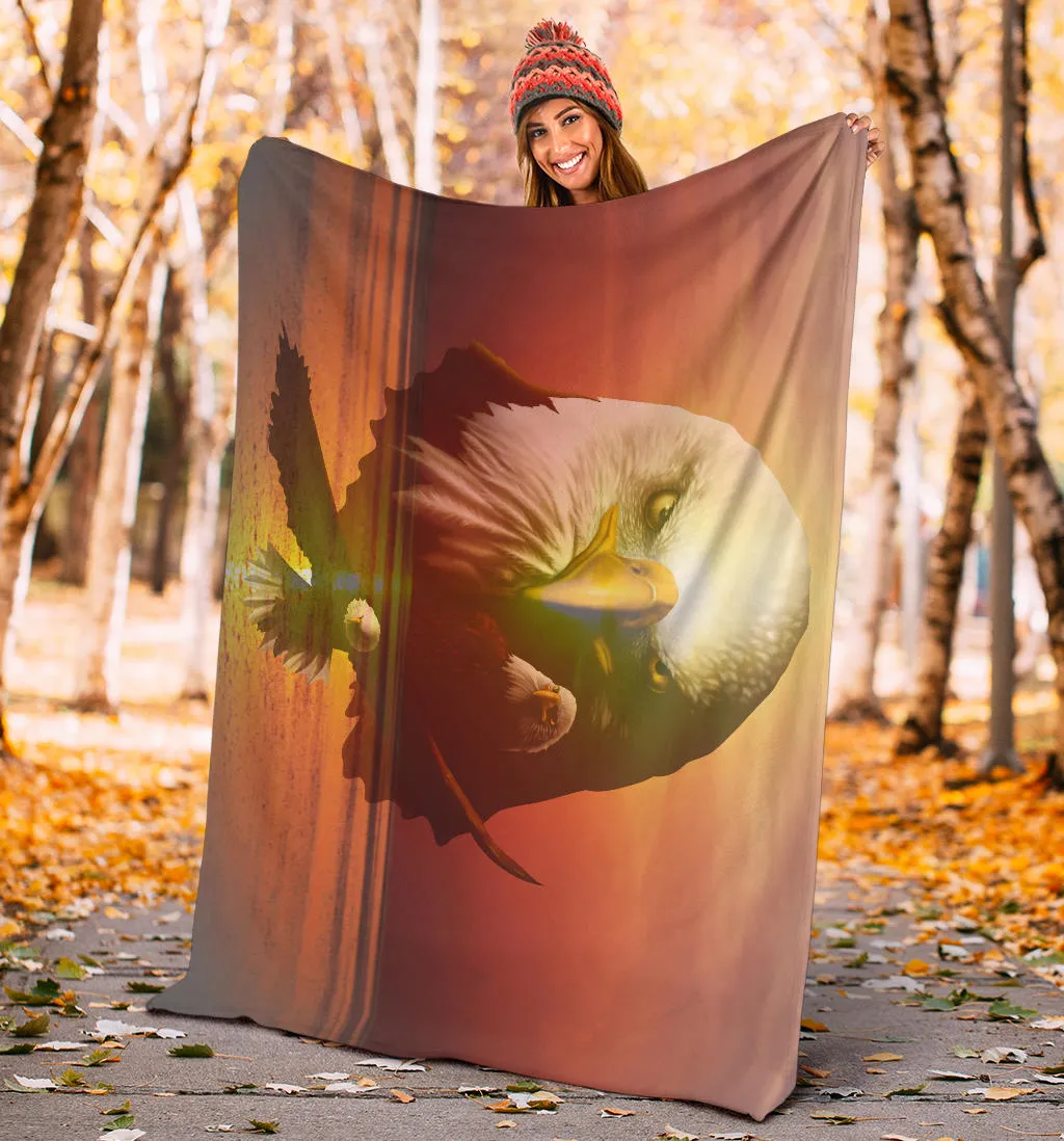 American Bald Eagle Three Sunset Premium Blanket