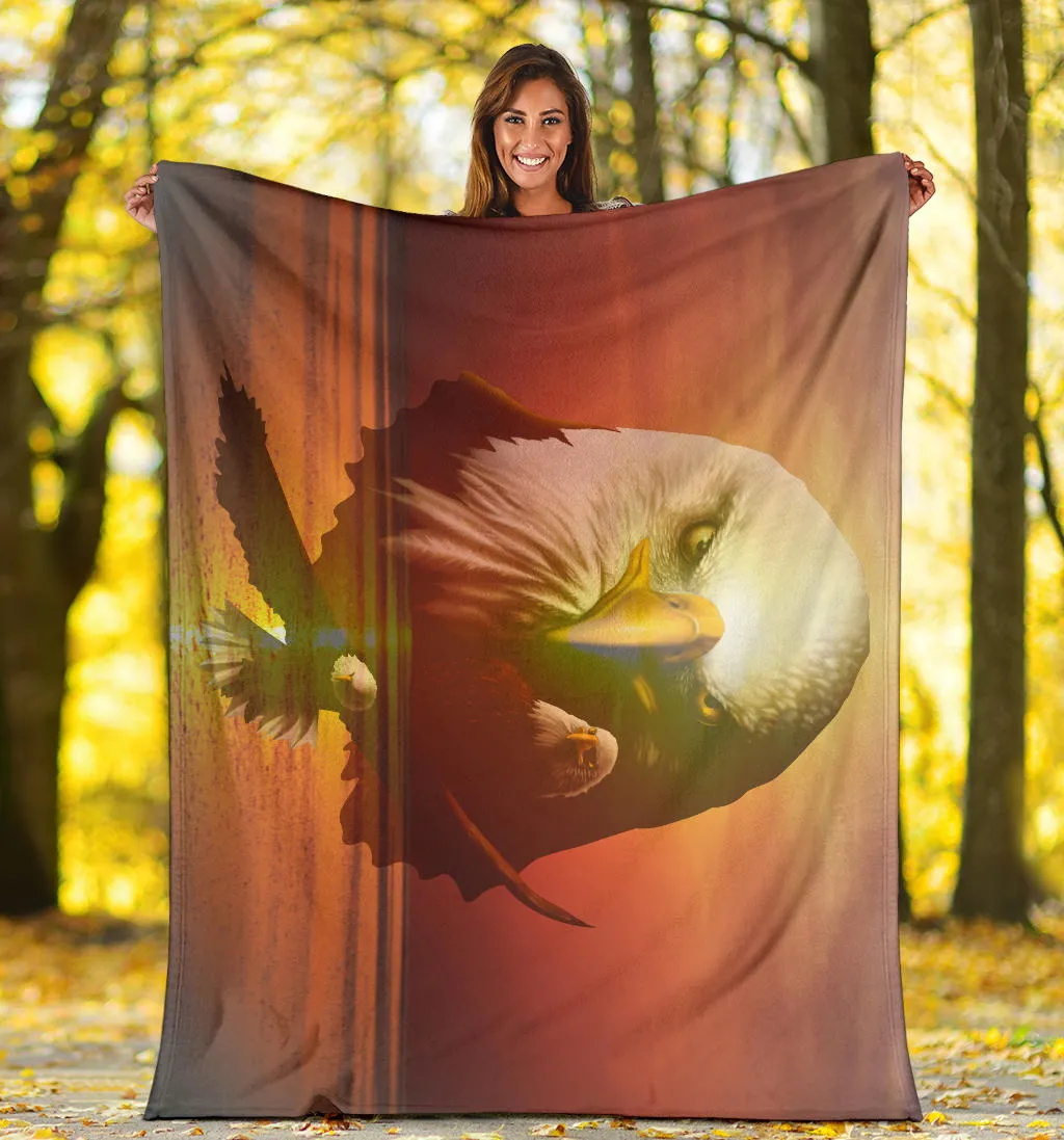 American Bald Eagle Three Sunset Premium Blanket