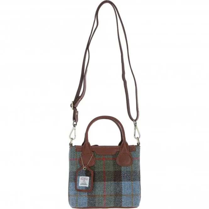 Ashwood Leather x Harris Tweed Handbag with Removable Crossbody Strap Tan/Mcload: TW-21-02-TM