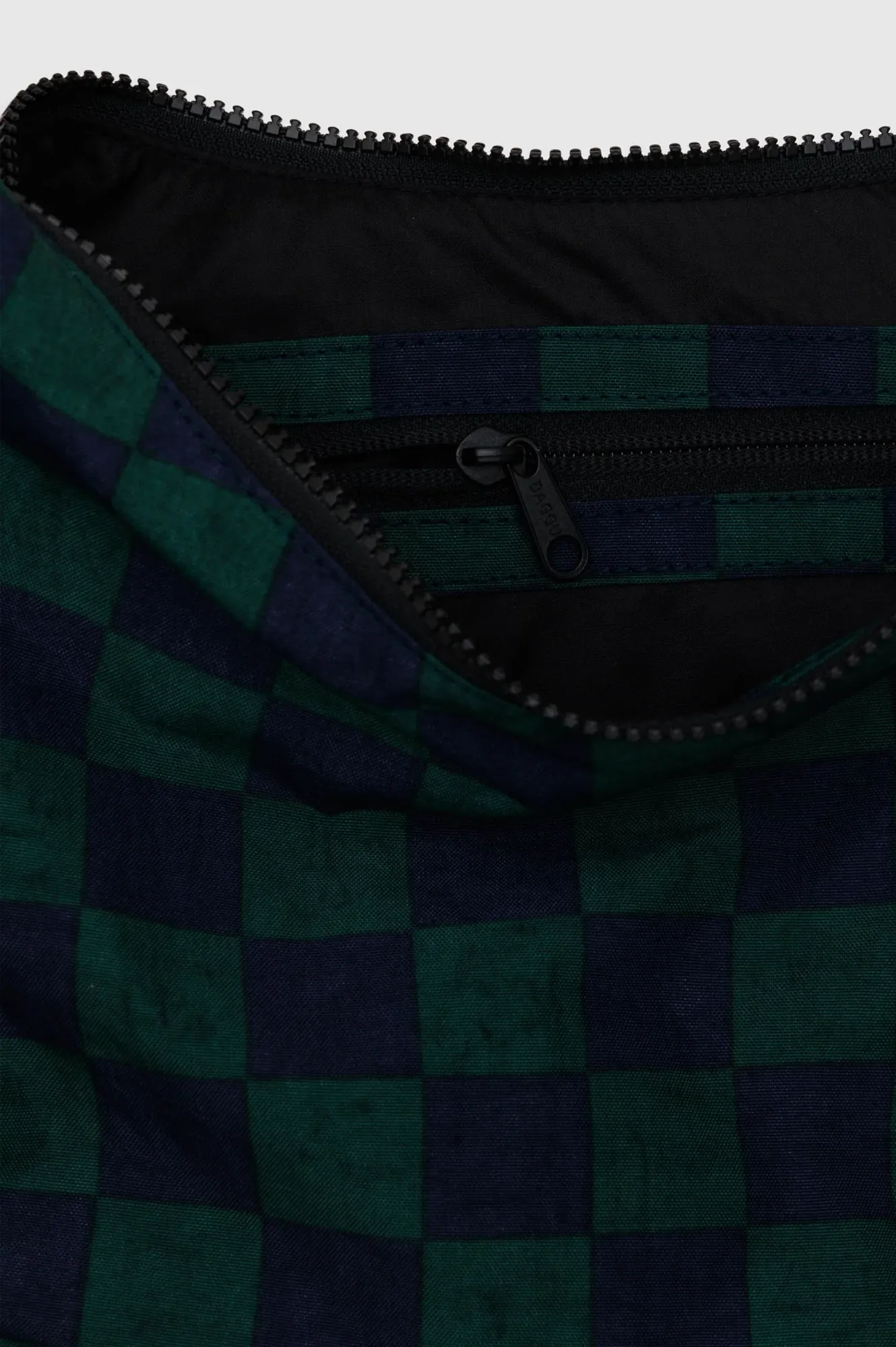 Baggu Crescent Navy Green Check Bag