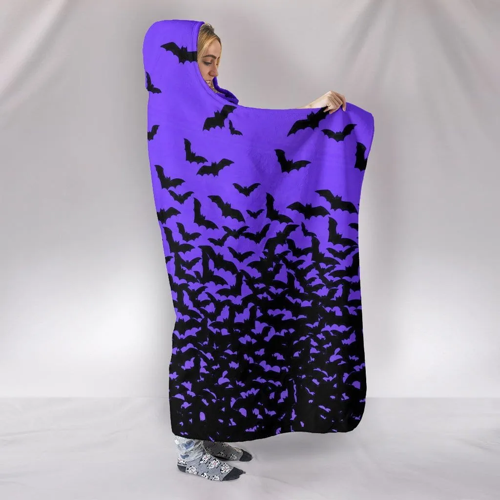 Bats of the Night Plush Lined Hooded Blanket