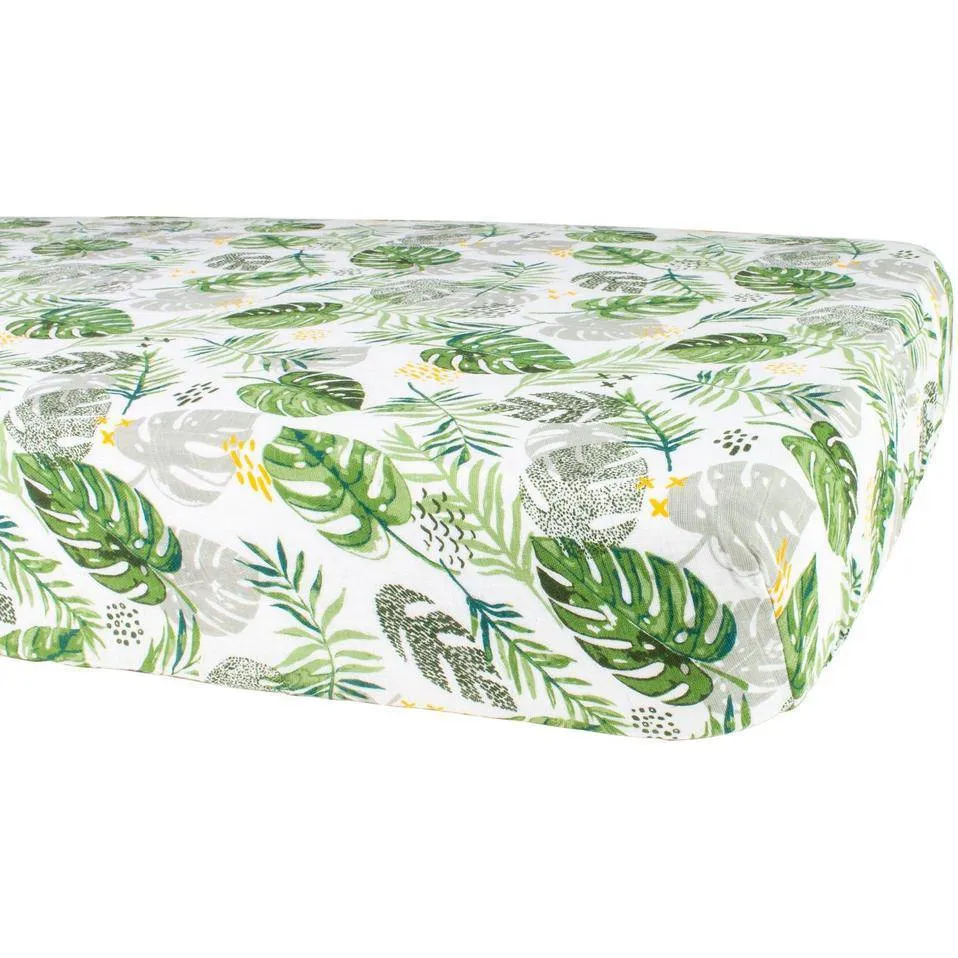 Bebe Au Lait Premium Cotton Muslin Crib Sheet, Rainforest