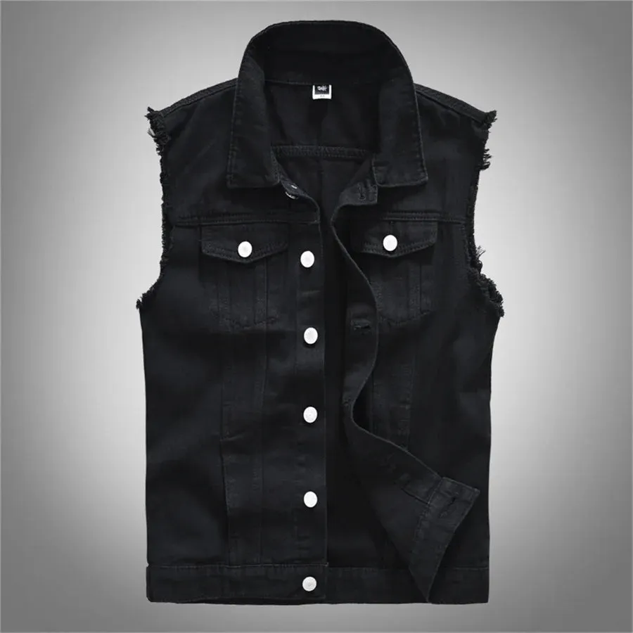 Black Denim Utility Vest