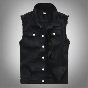 Black Denim Utility Vest