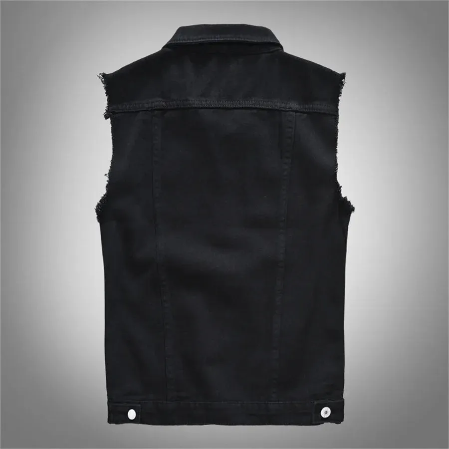 Black Denim Utility Vest