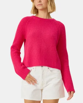 BLAKELY RIB CASHMERE PULLOVER IN FUCHSIA