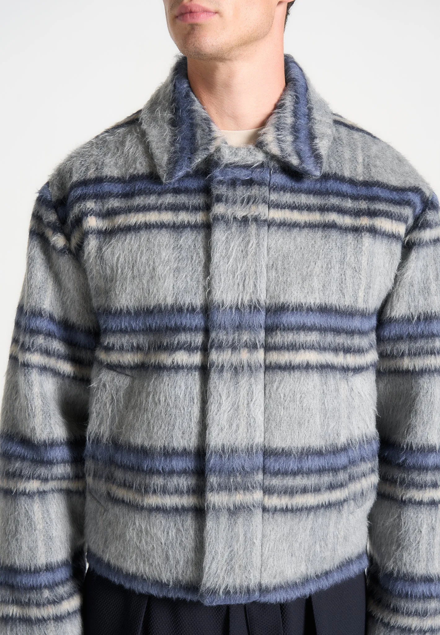 Brushed Checked Jacket - Navy