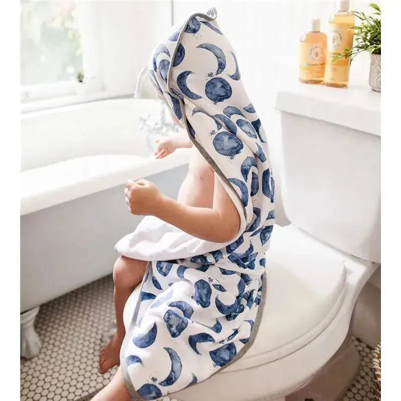 Burts Bees - 2Pk Hello Moon! Baby Hooded Towels, Blue Indigo