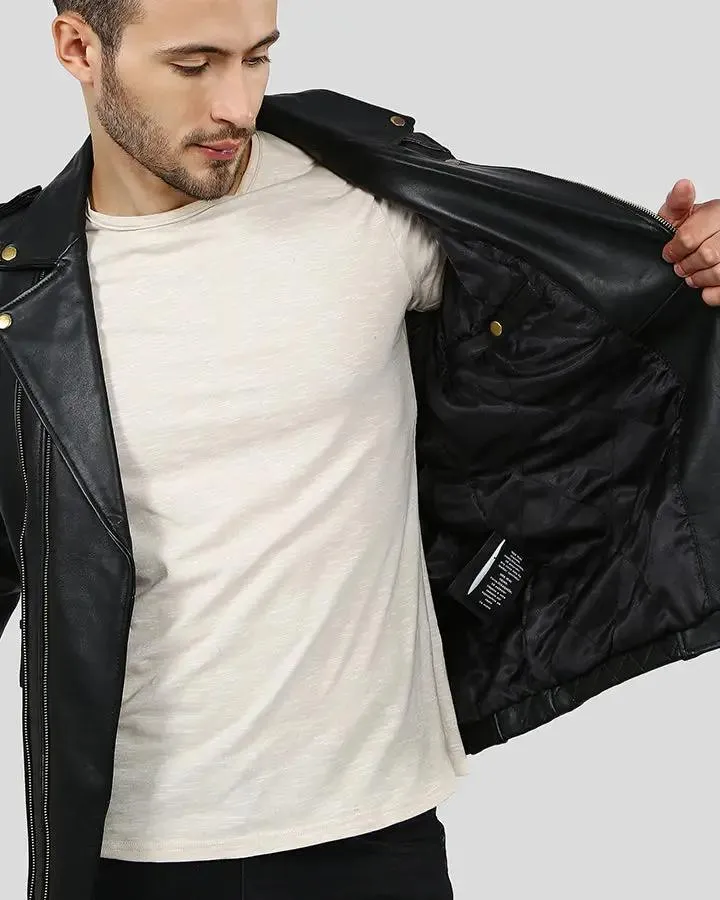 Byron Black Quilted Leather Jacket