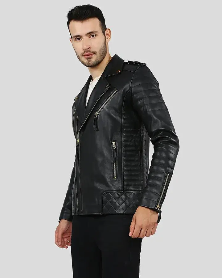 Byron Black Quilted Leather Jacket