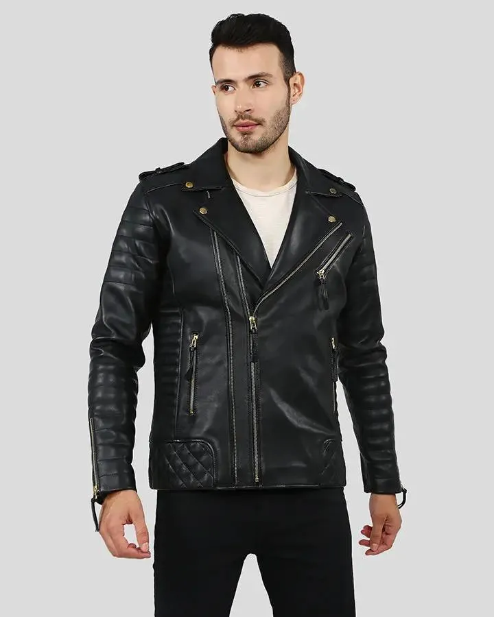 Byron Black Quilted Leather Jacket