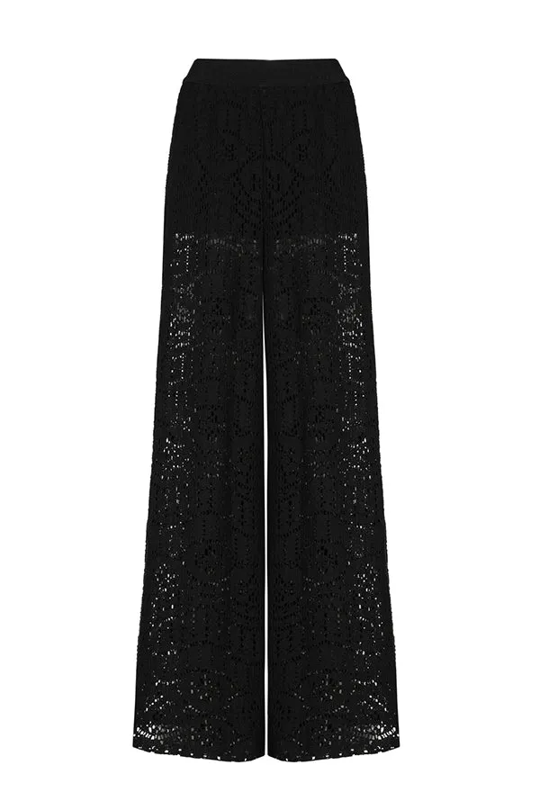 Caroline Biss CROCHET WIDE LOOSE TROUSERS