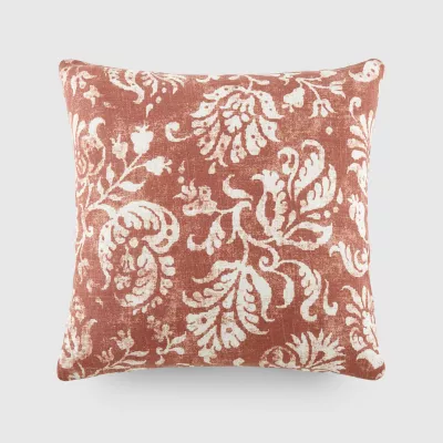 Casual Comfort Distressed Floral Cotton Square Throw Pillow