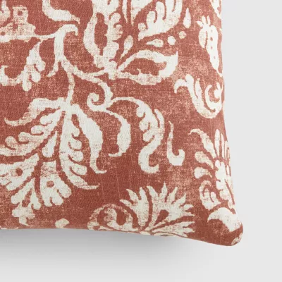 Casual Comfort Distressed Floral Cotton Square Throw Pillow