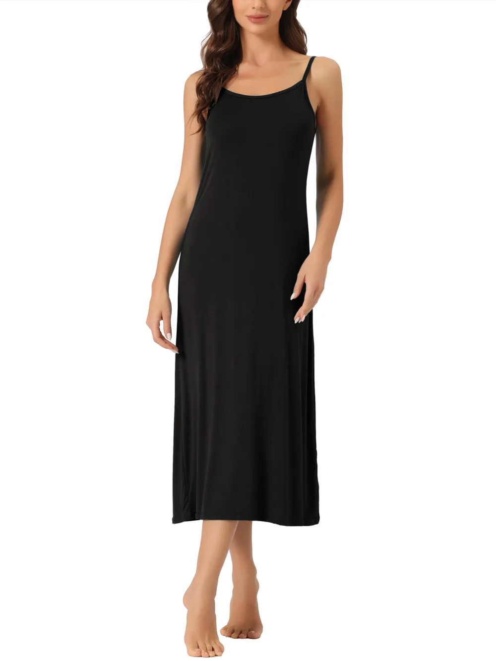 cheibear - Cami Tank Sleeveless Midi Sleepdress