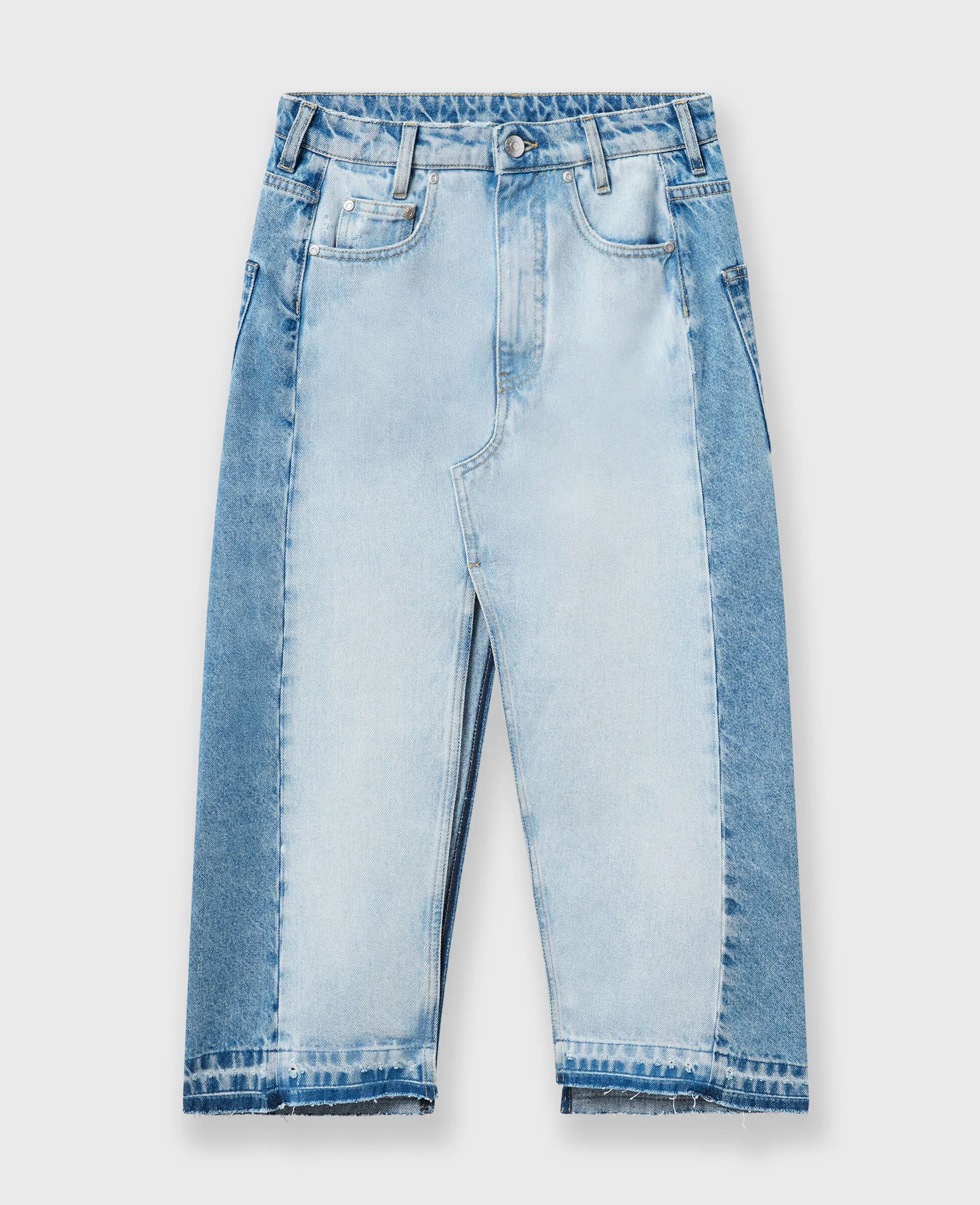 Contrast Panel Denim Skirt