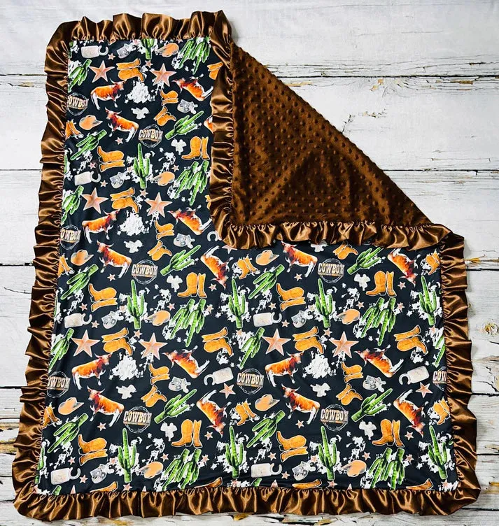 COWBOY MINKY BABY BLANKET