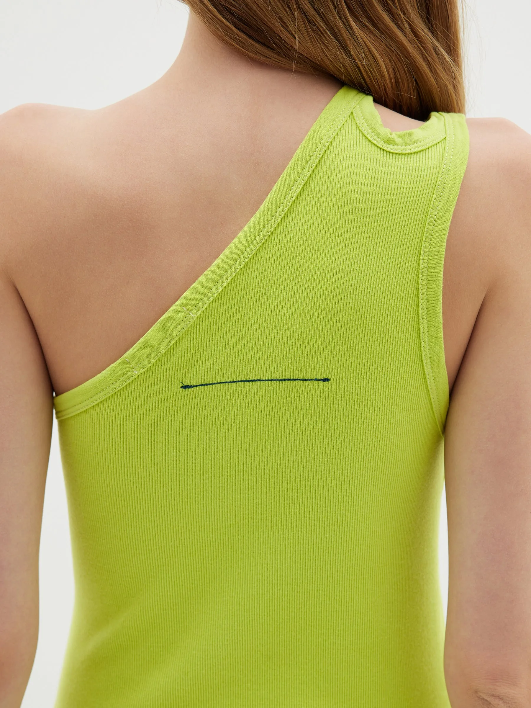 cut out rib one shoulder tank