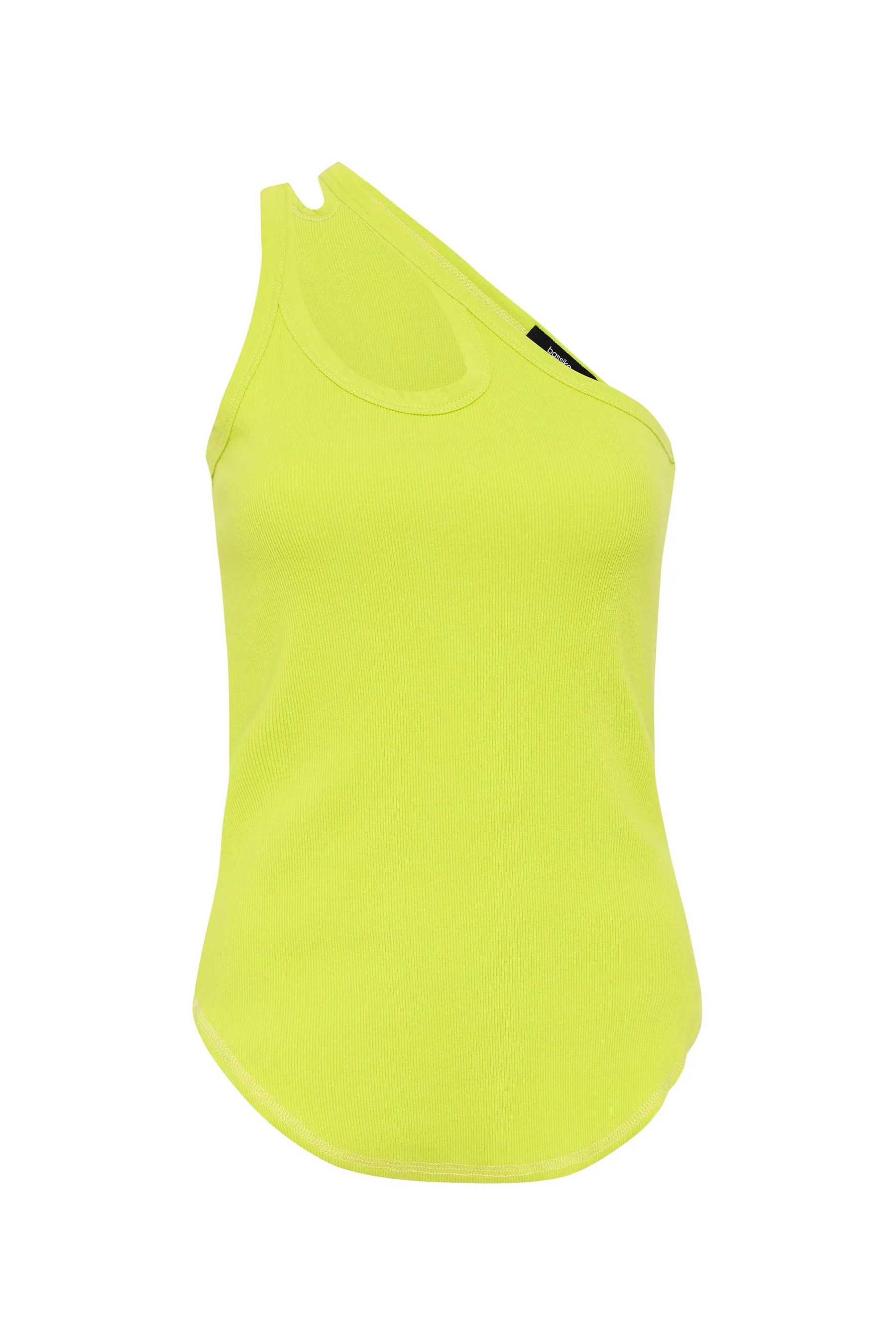 cut out rib one shoulder tank