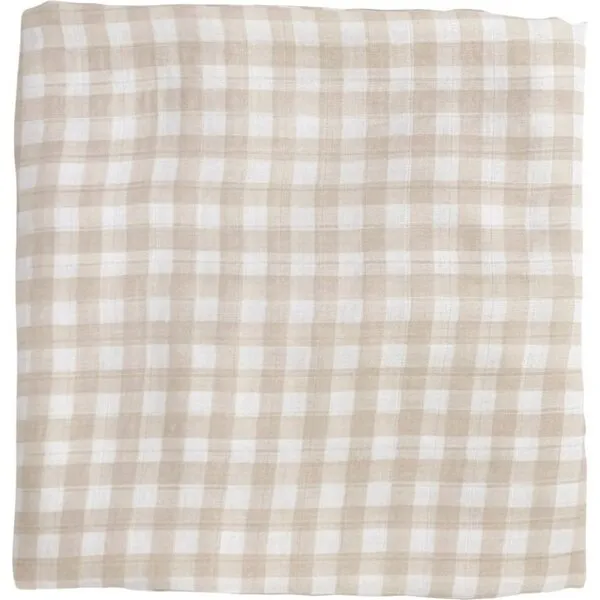 Dear Perli Bamboo Muslin Swaddle Blanket & Topknot Set, Gingham