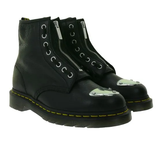 Dr. Martens 1460 MP Toe Plate Lunar Botas con cremallera para Botas de cuero genuino con puntera de metal 31682001 Negro