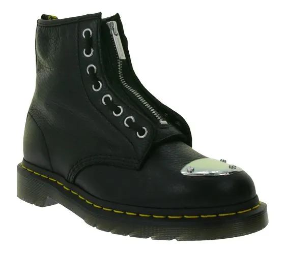 Dr. Martens 1460 MP Toe Plate Lunar Botas con cremallera para Botas de cuero genuino con puntera de metal 31682001 Negro