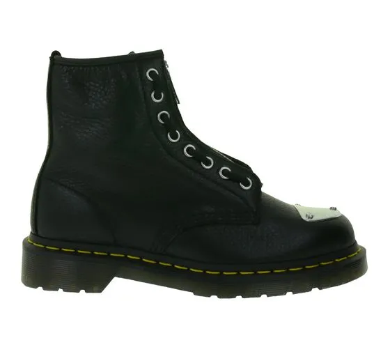 Dr. Martens 1460 MP Toe Plate Lunar Botas con cremallera para Botas de cuero genuino con puntera de metal 31682001 Negro