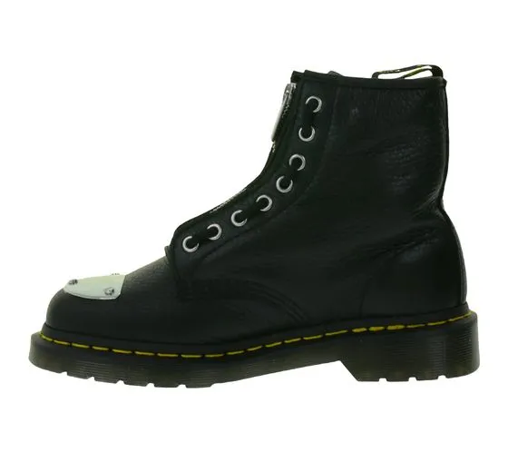 Dr. Martens 1460 MP Toe Plate Lunar Botas con cremallera para Botas de cuero genuino con puntera de metal 31682001 Negro