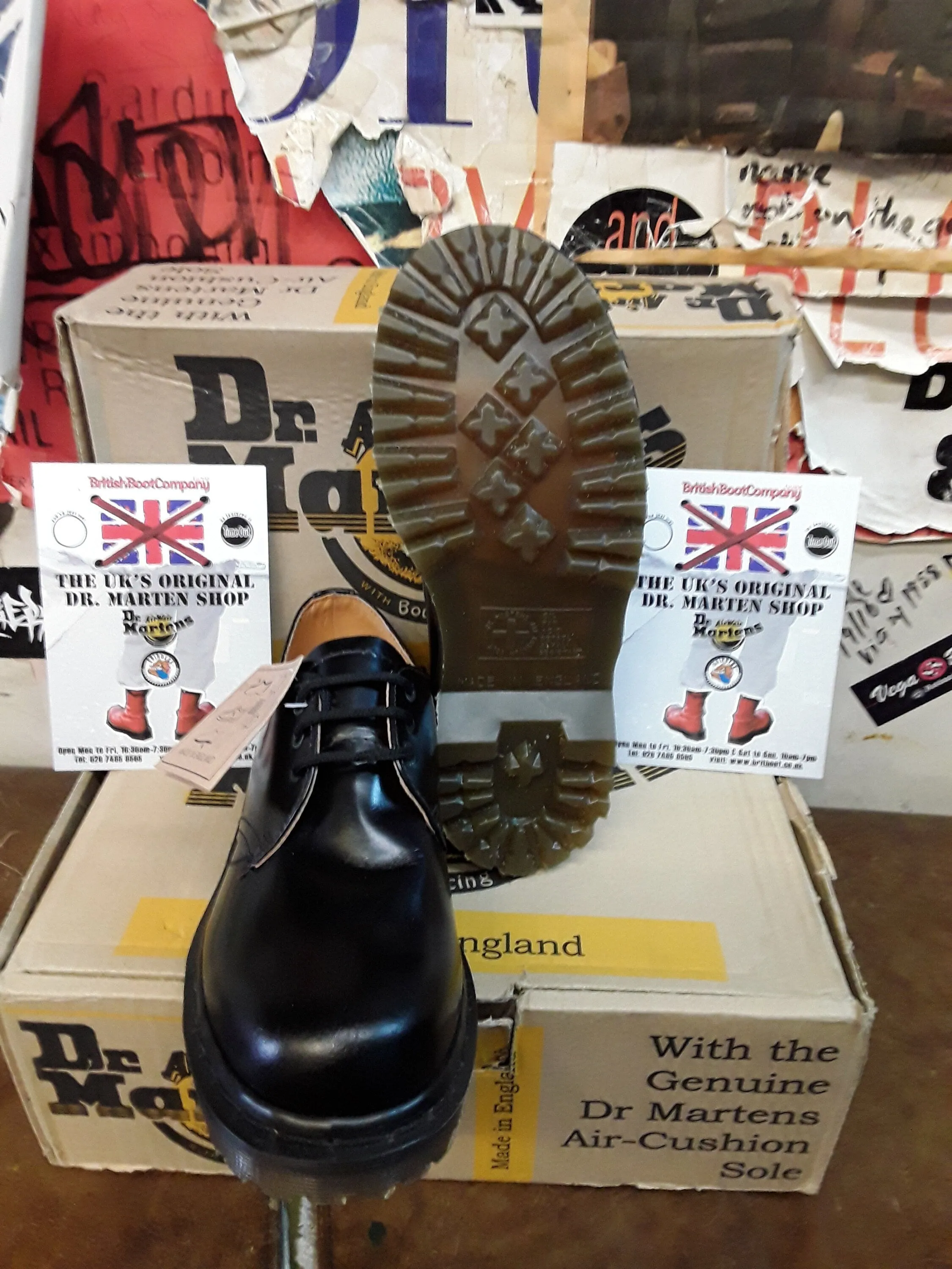 Dr Martens 1461 Black Burnish Shoe Made in England Size 4