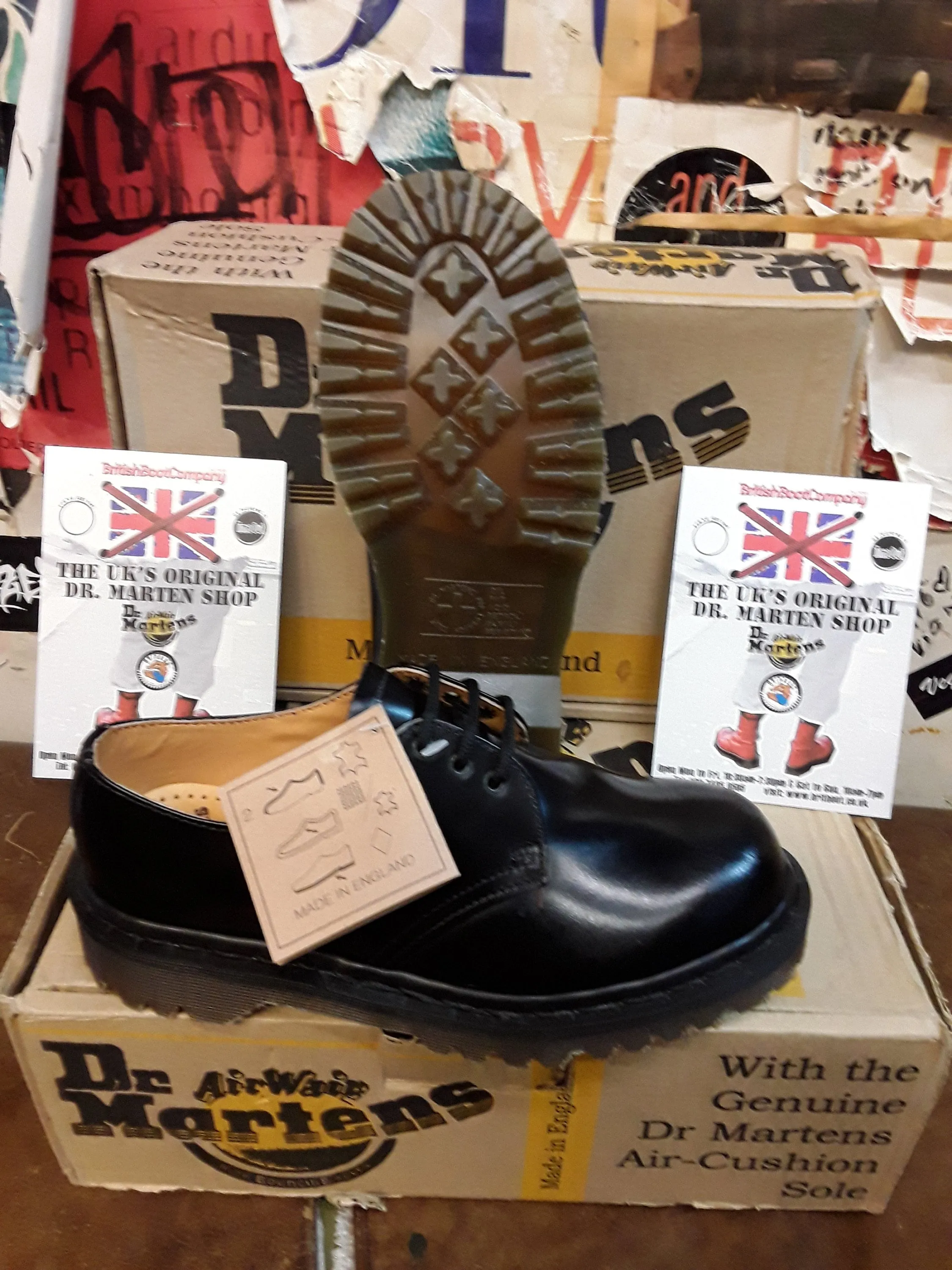 Dr Martens 1461 Black Burnish Shoe Made in England Size 4