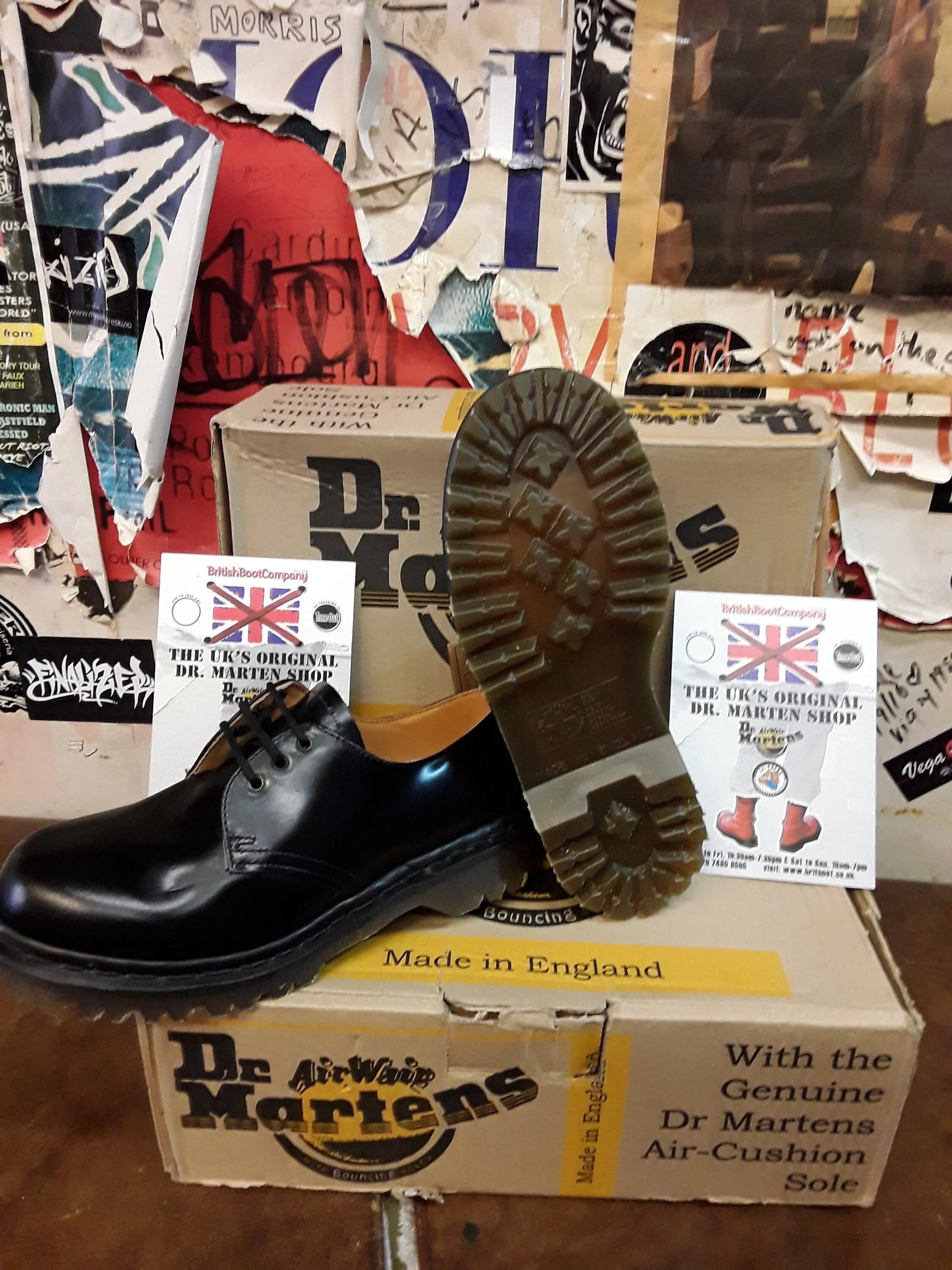 Dr Martens 1461 Black Burnish Shoe Made in England Size 4