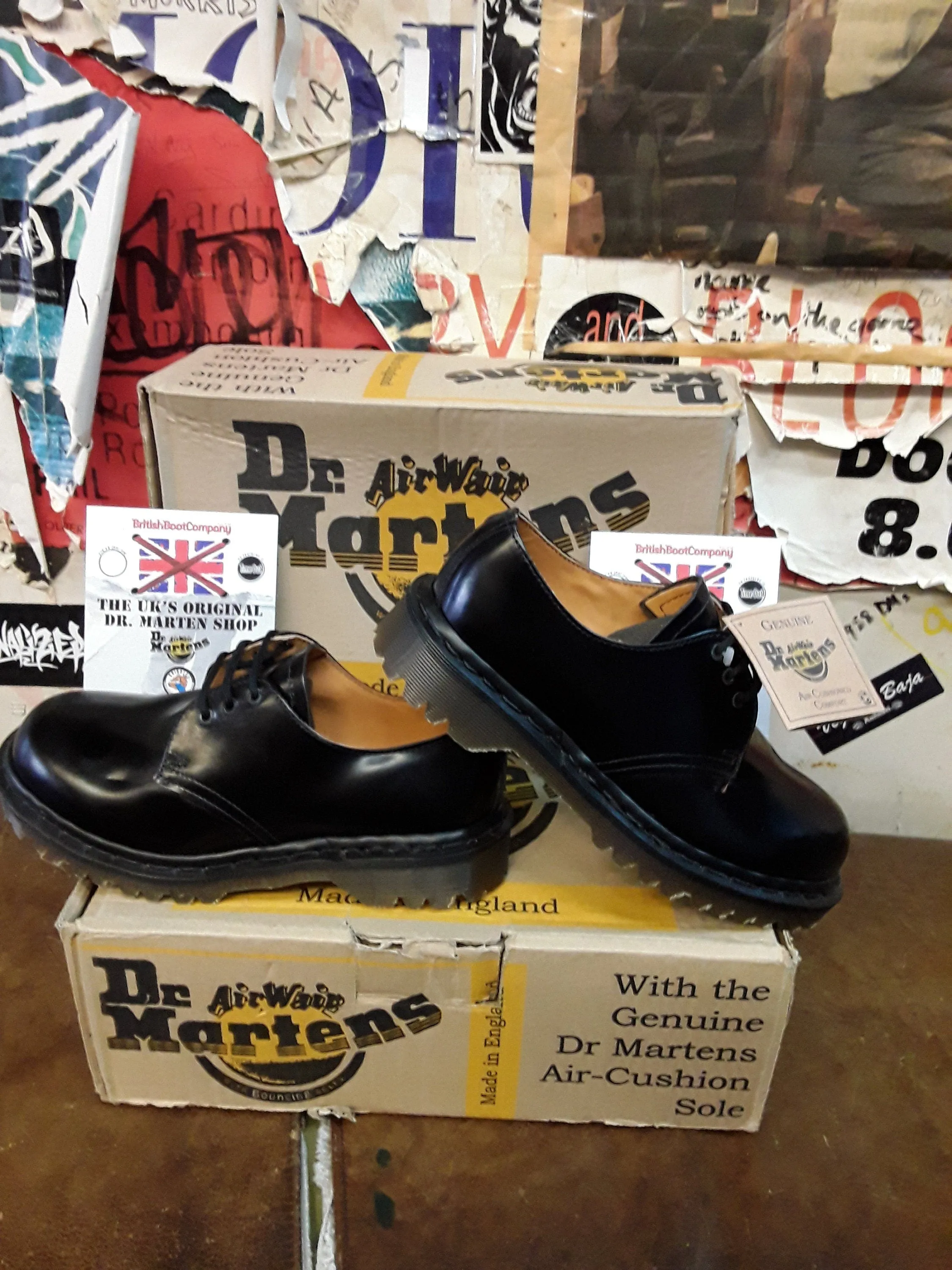 Dr Martens 1461 Black Burnish Shoe Made in England Size 4