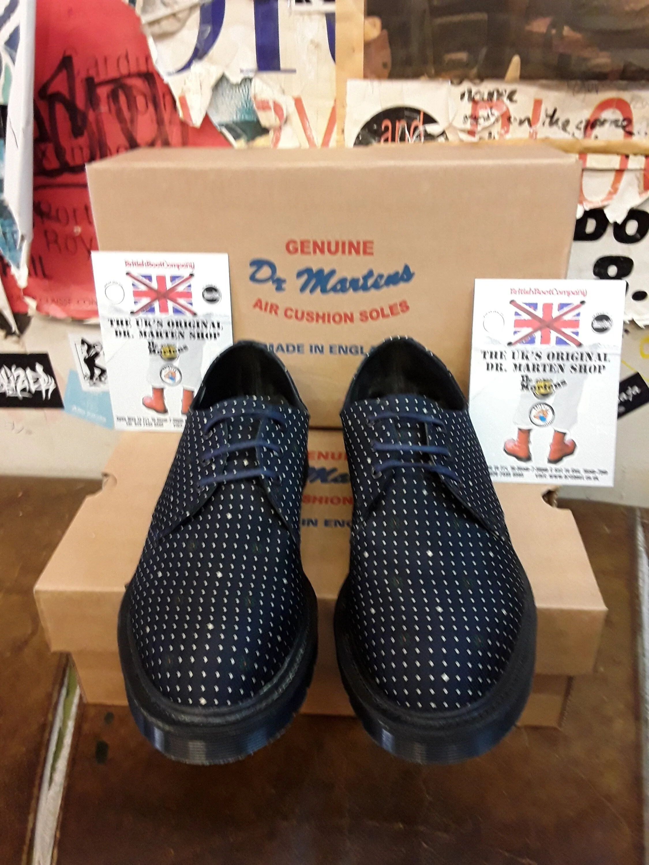 Dr Martens 1461 Navy Polka Dot Made in England Size 7