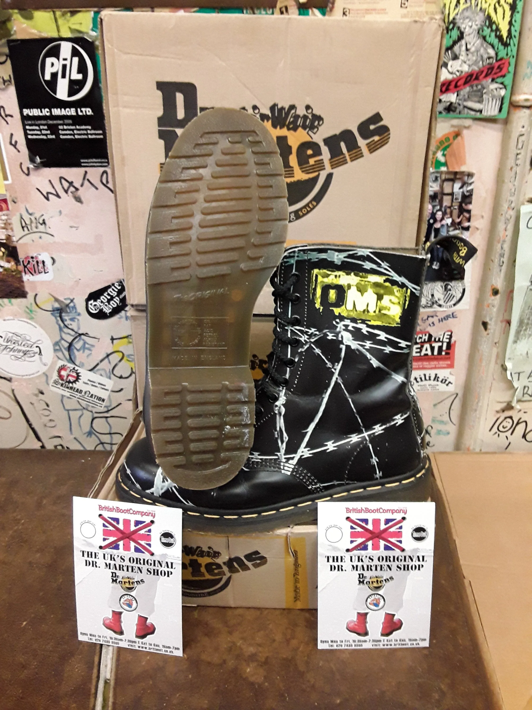 Dr Martens 1490 Made in England Black Barbed Wire Size 9.5