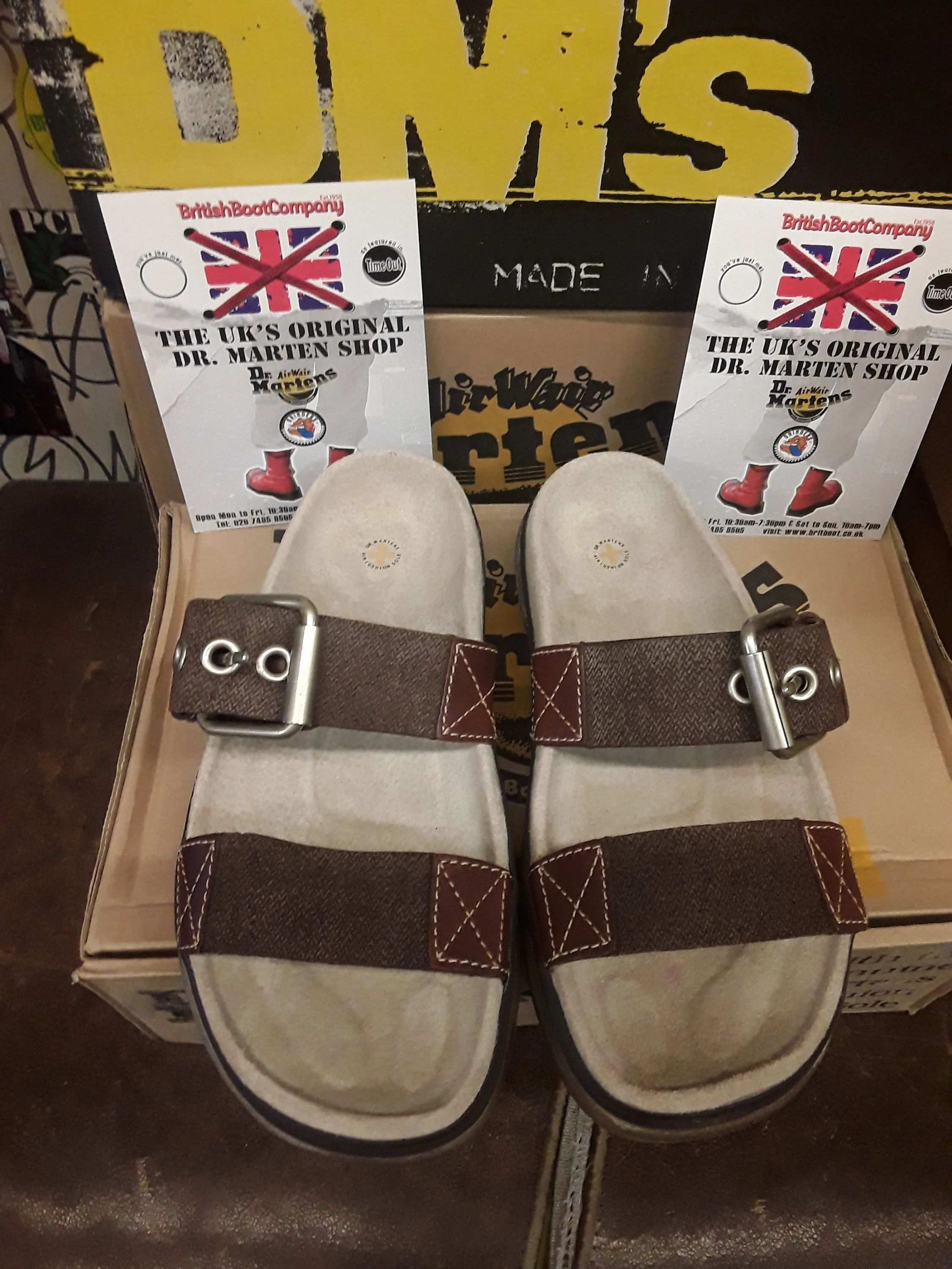 Dr Martens 2 strap Brown fabric Open toe Sandals.Size 5 UK