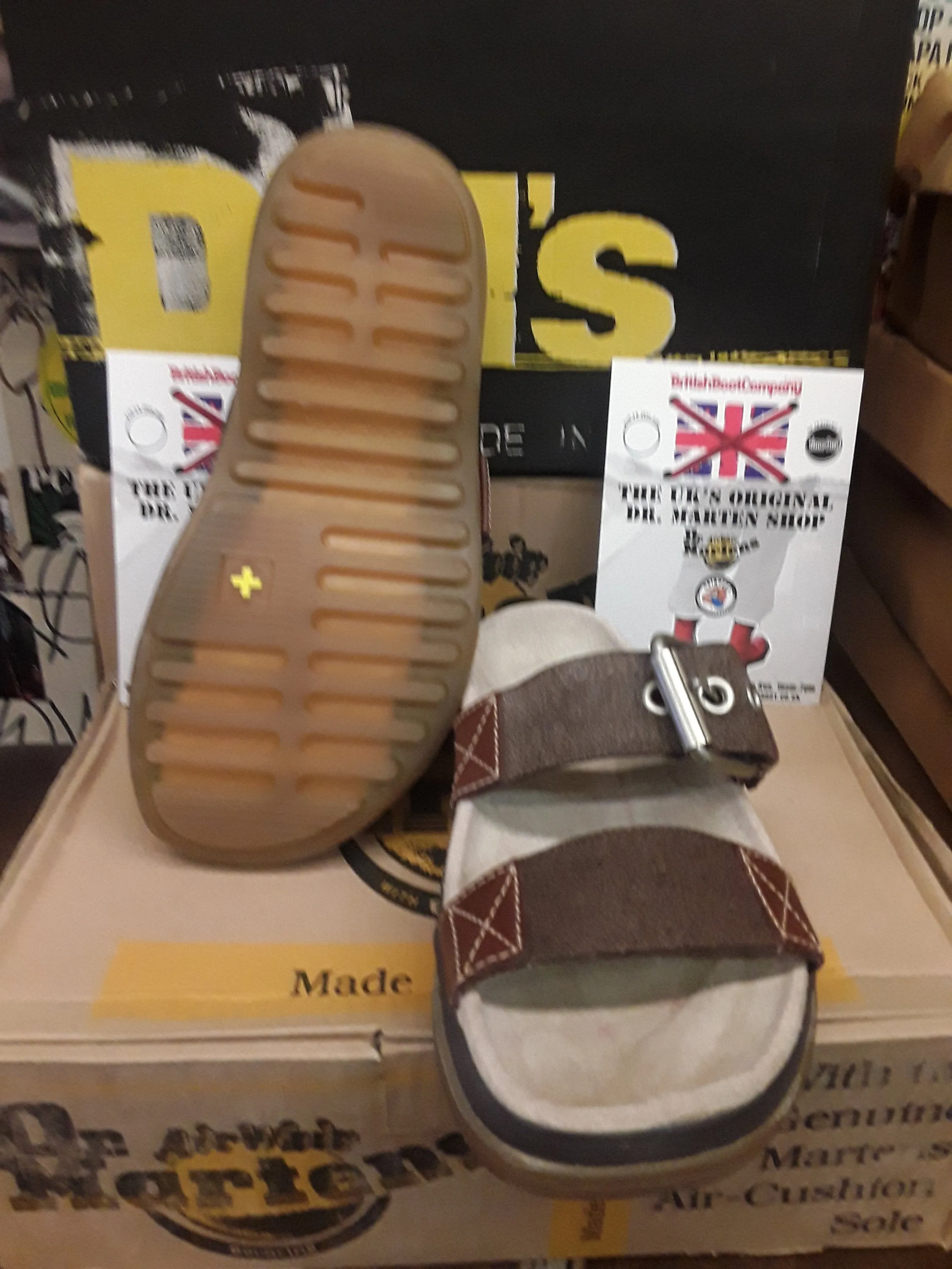 Dr Martens 2 strap Brown fabric Open toe Sandals.Size 5 UK